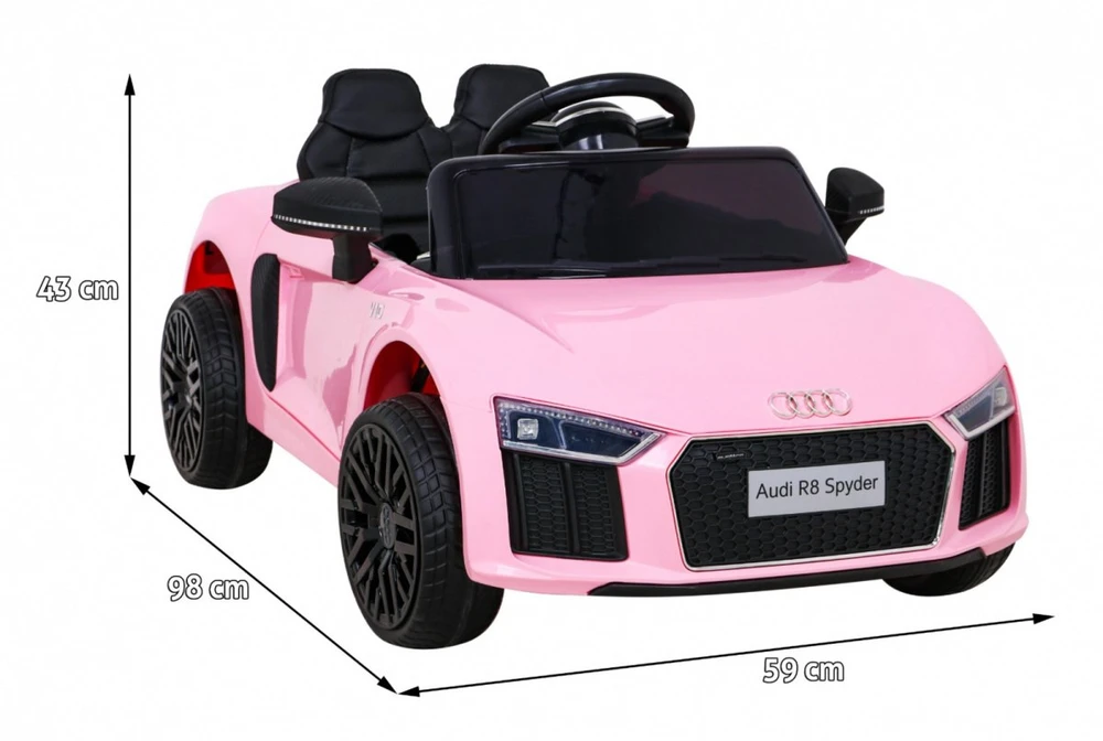 RAMIZ Vaikiškas elektromobilis Audi R8 rožinis su pulteliu ir LED apšvietimu