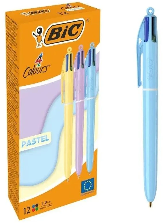 Rašikliai BIC 4 spalvų pastelinių atspalvių rinkinys 12 vnt