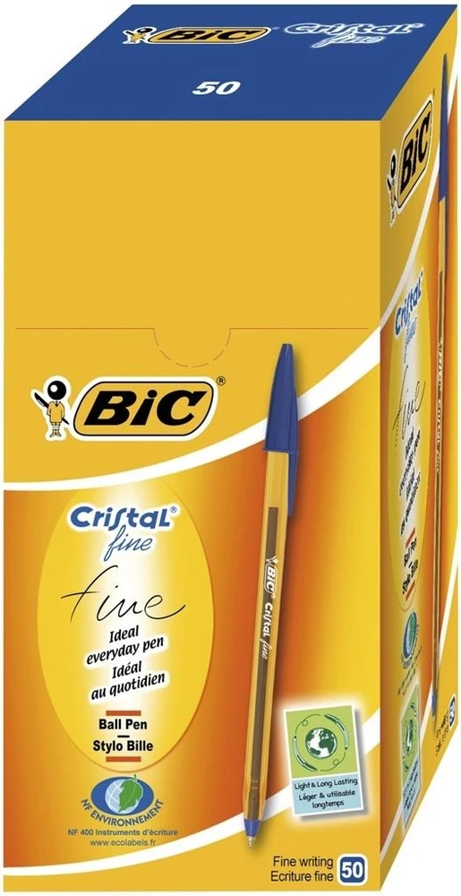 Bic Tušinukas Cristal Fine 0.3 mm, juodas, pakuotėje 50 vnt .134485