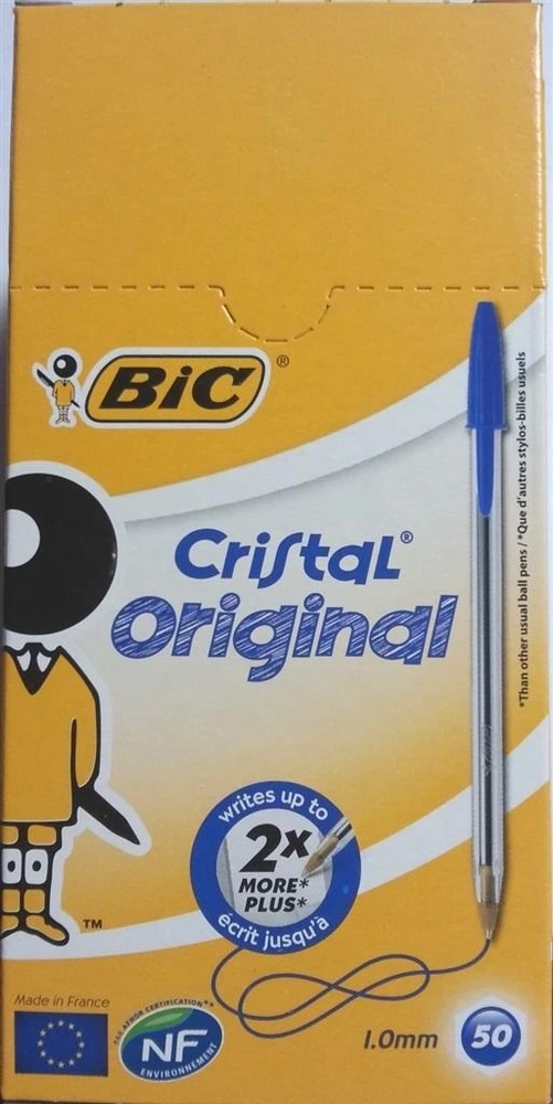Bic Tušinukas Cristal 1.0 mm, mėlynas, pakuotėje 50 vnt. 129627