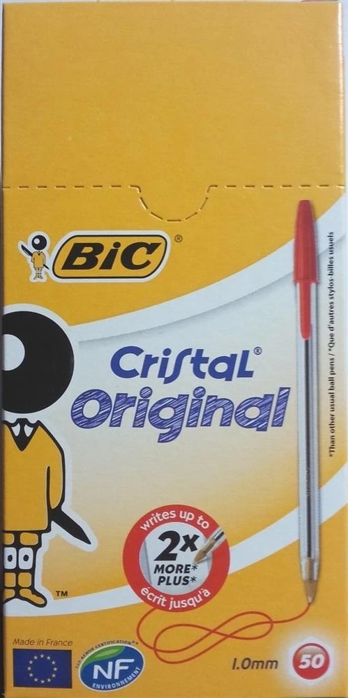 Bic Tušinukas Cristal 1.0 mm, Raudonas, pakuotėje 50 vnt. 847899