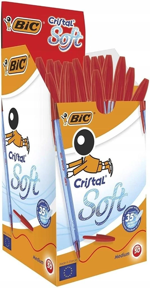 Rašikliai BIC Cristal Soft raudoni 50 vnt