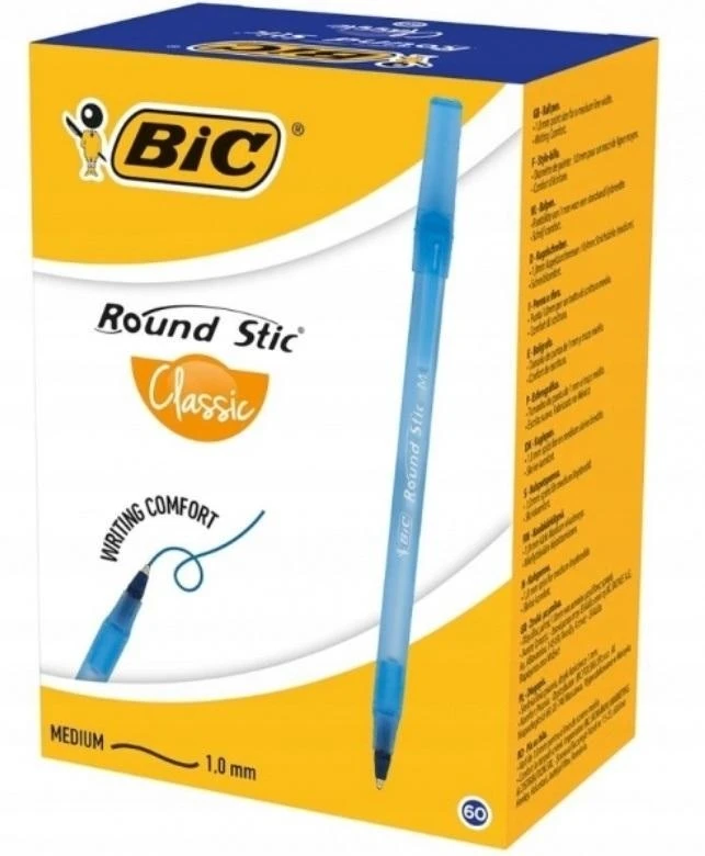 Rašikliai mėlyni BIC Round Stick 1,0 mm 60 vnt