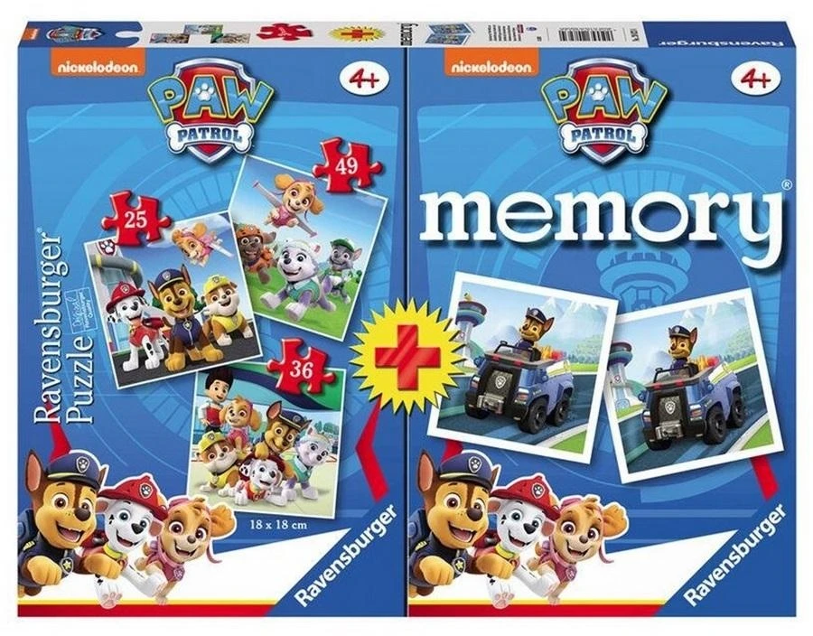 Ravensburger 2D dėlionė 3in1 + atminties žaidimas Paw Patrol