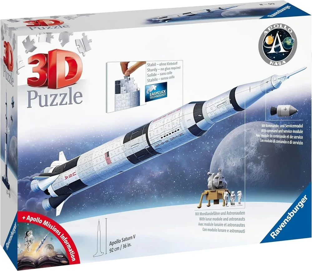 Ravensburger 3D Dėlionė 504 vnt. - Apollo Saturn V raketa
