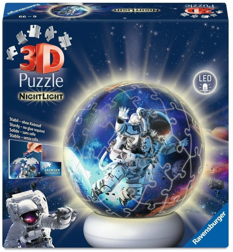 Ravensburger 3D dėlionė naktinė lempa astronautai kosmose