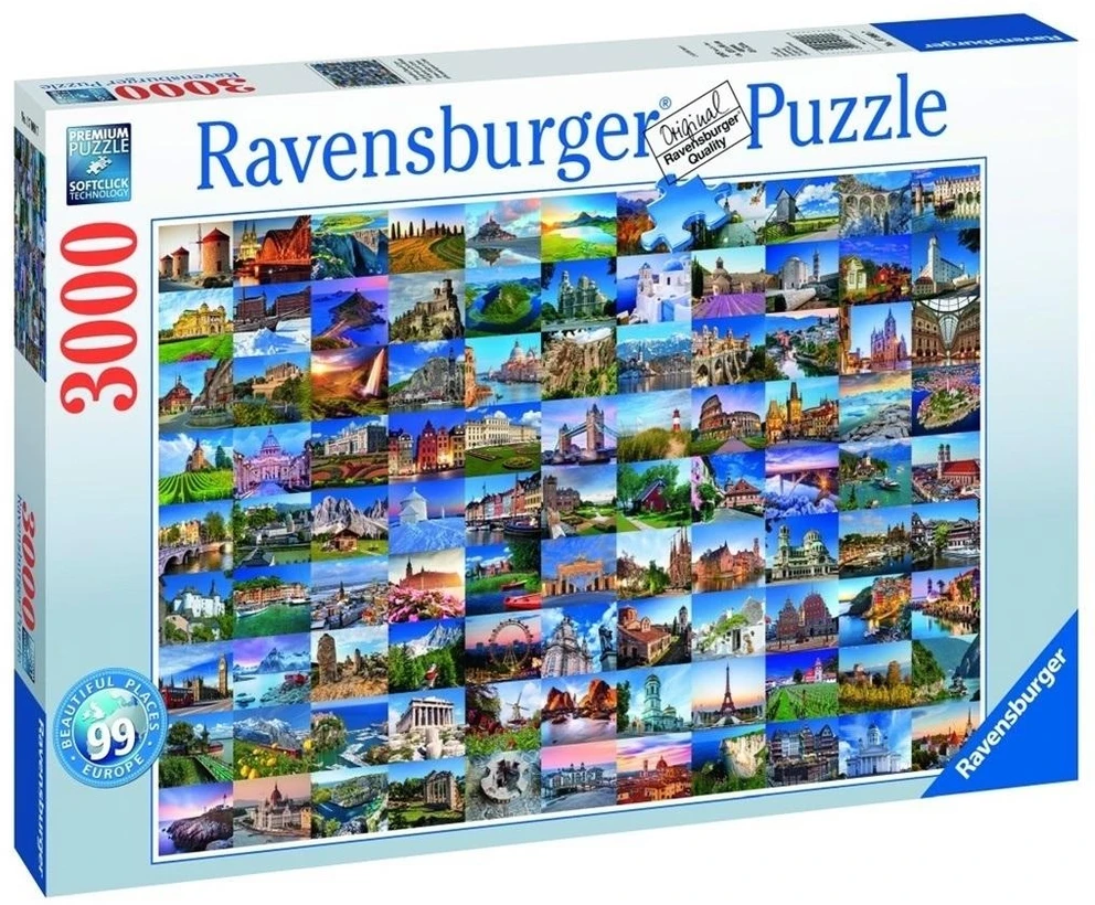 Ravensburger Dėlionė 3000 vnt. - 99 gražios vietos Europoje