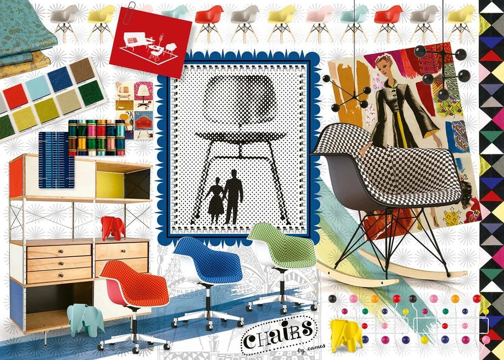 Ravensburger "2D" Dėlionė 1000 vnt. - Eames Collectors Edition: Kėdės