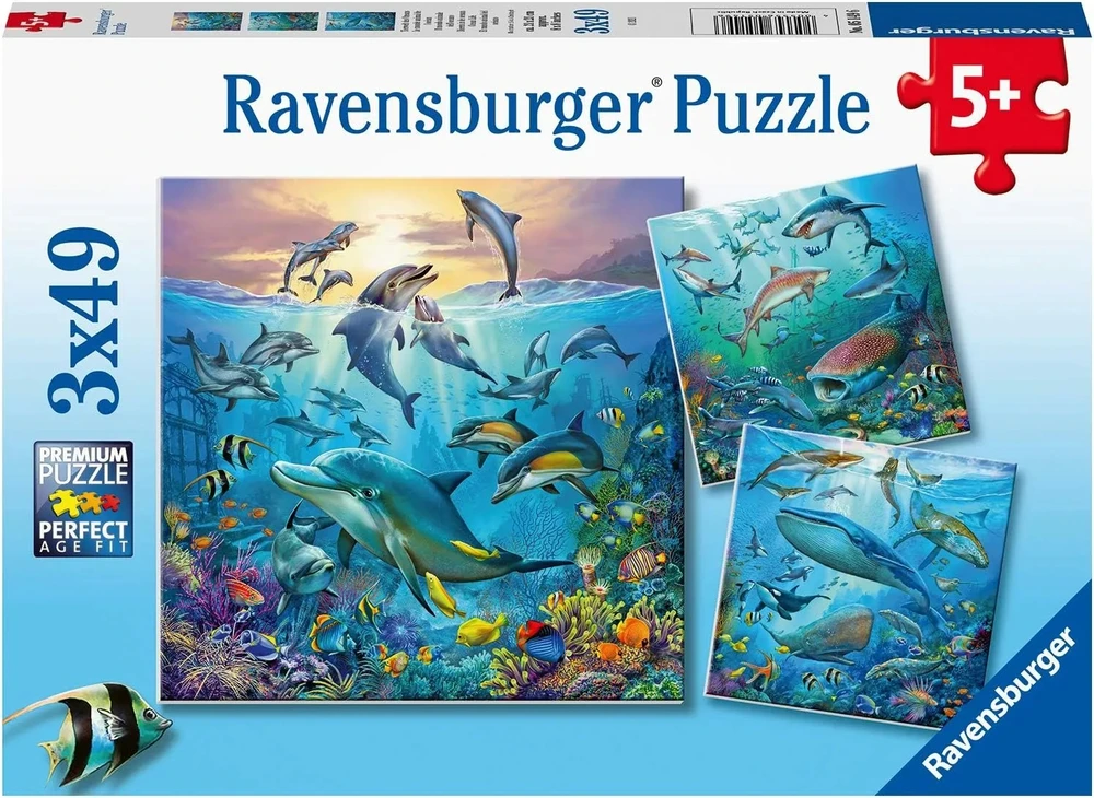 Ravensburger Dėlionė 3x49 vnt. - Povandeninis gyvenimas