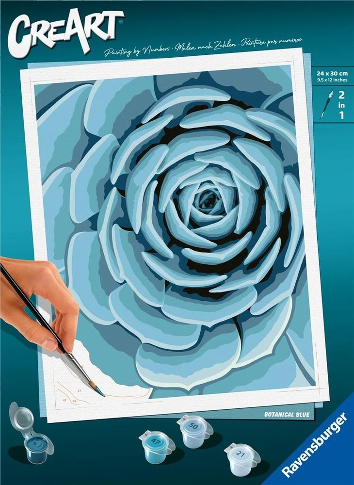 Piešimo pagal skaičius rinkinys CreArt Ravensburger 23610 Botanical Mėlyna