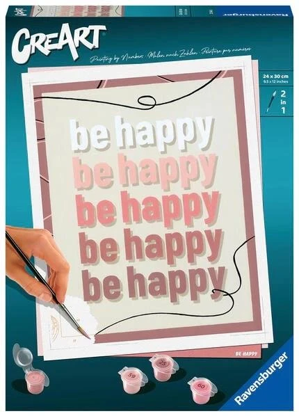 Tapymas pagal skaičius CreArt Be Happy 23544 Ravensburger