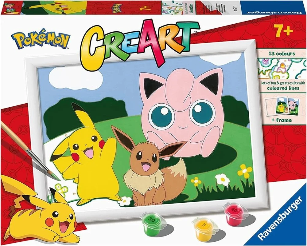 Ravensburger Rankdarbių rinkinys vaikams Pokemon tapyba pagal skaičius