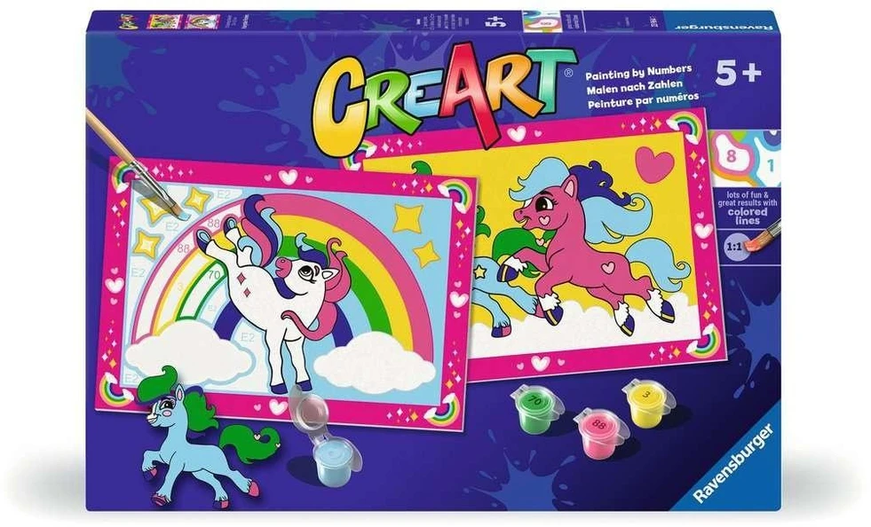 Ravensburger Rankdarbių rinkinys vaikams Fairy Ponies piešimui pagal skaičius