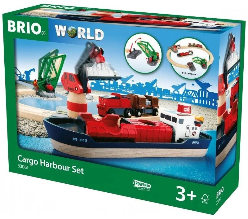 Ravensburger Brio geležinkelis Brio rinkinys su traukinio bėgiais Cargo harbour, 33061