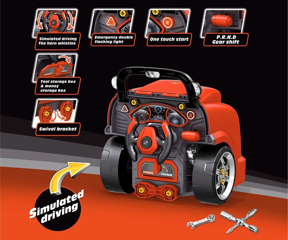 Realistiškas automobilio priekio modelis su atidaromu gaubtu Milly Mally N-GINE raudonas