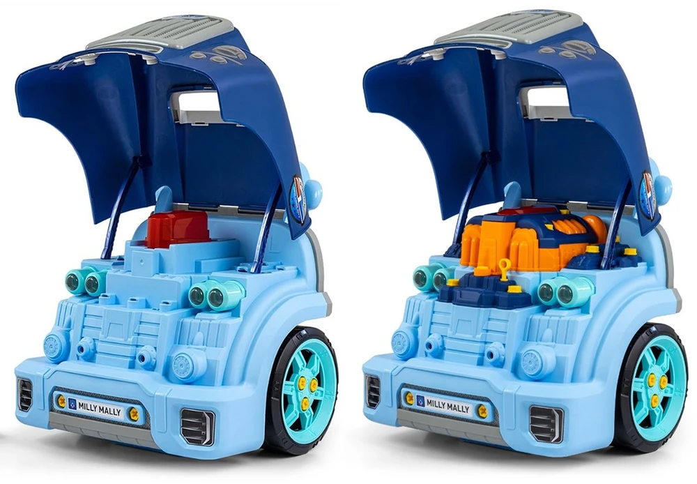Realistiškas automobilio priekio modelis su atidaromu gaubtu Milly Mally N-GINE mėlynas
