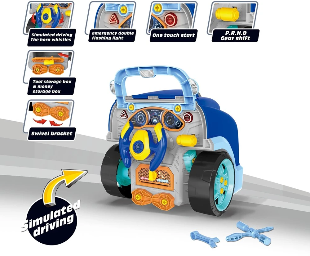 Realistiškas automobilio priekio modelis su atidaromu gaubtu Milly Mally N-GINE mėlynas