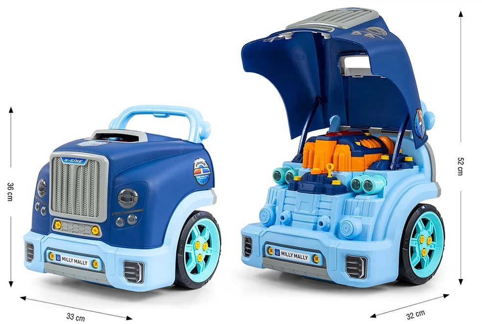 Realistiškas automobilio priekio modelis su atidaromu gaubtu Milly Mally N-GINE mėlynas