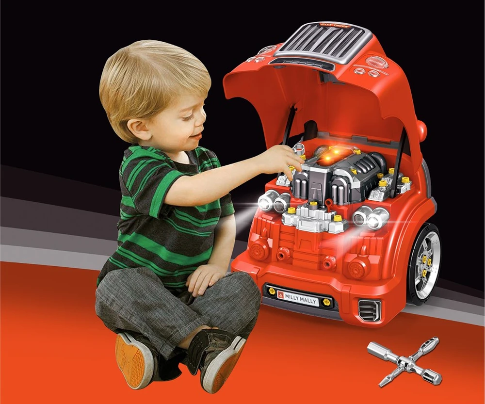 Realistiškas automobilio priekio modelis su atidaromu gaubtu Milly Mally N-GINE raudonas