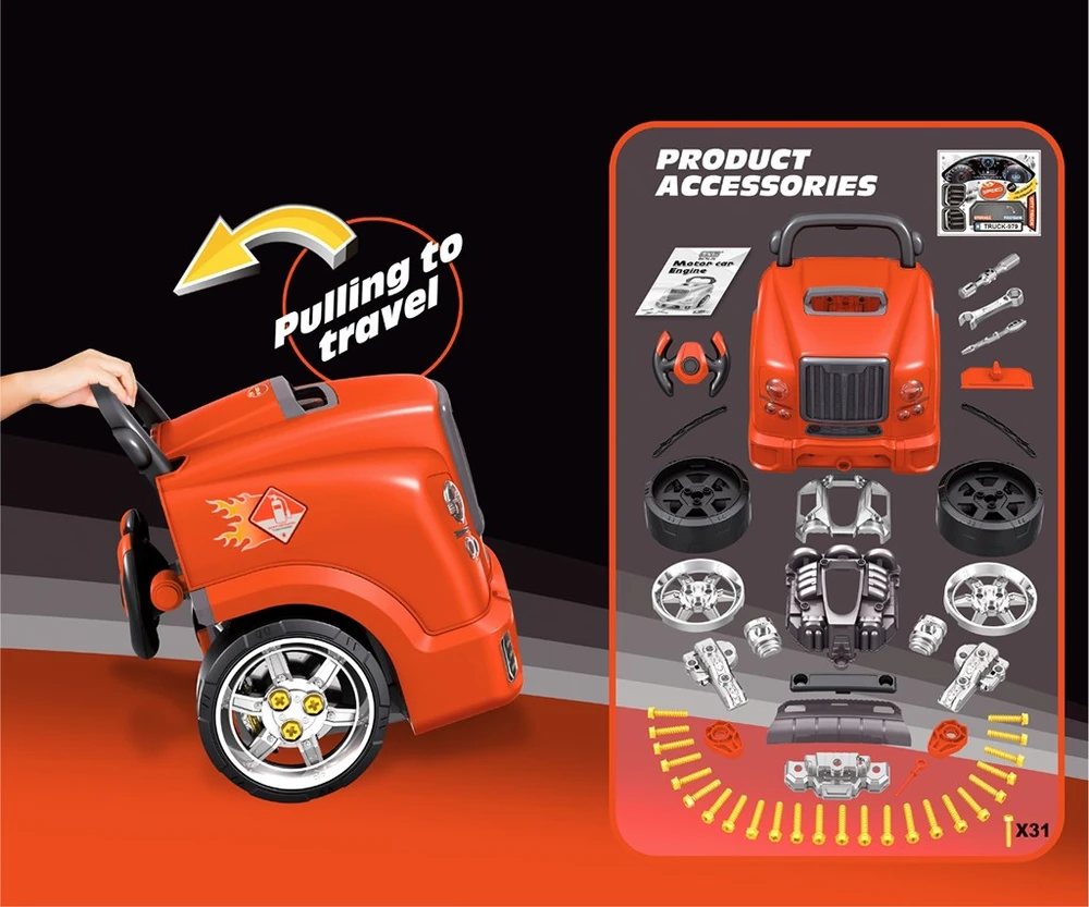 Realistiškas automobilio priekio modelis su atidaromu gaubtu Milly Mally N-GINE raudonas