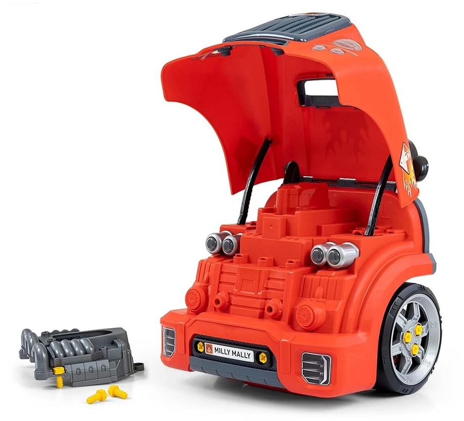 Realistiškas automobilio priekio modelis su atidaromu gaubtu Milly Mally N-GINE raudonas
