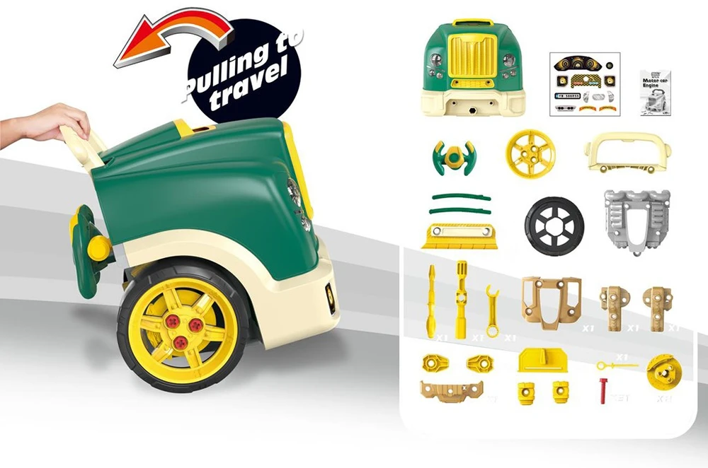 Realistiškas automobilio priekis su atidaromu gaubtu Milly Mally N-GINE žalias modelis