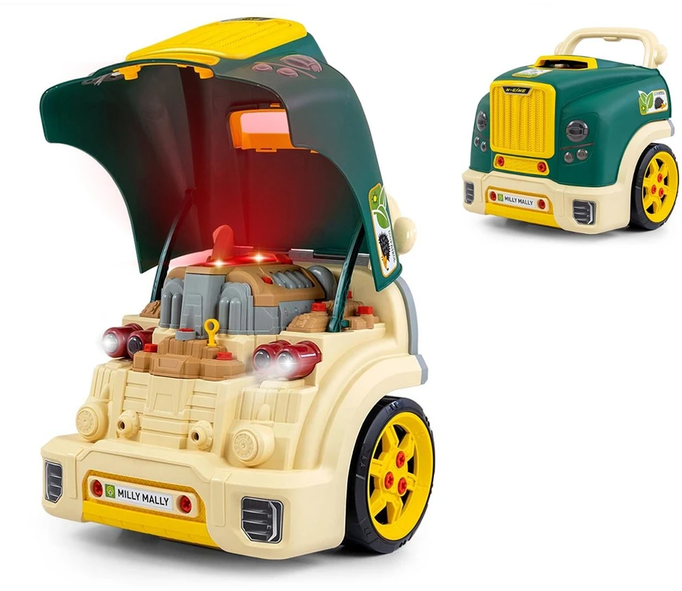 Realistiškas automobilio priekis su atidaromu gaubtu Milly Mally N-GINE žalias modelis