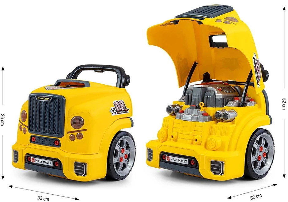 Milly Mally Rinkinys Mechanikų dirbtuvių rinkinys, išardytas variklis, n-gine, geltonas