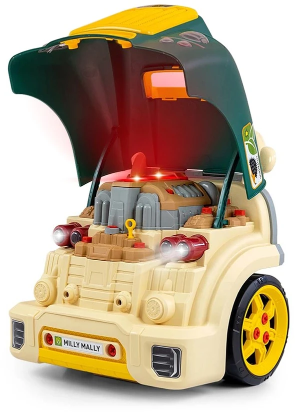 Realistiškas automobilio priekis su atidaromu gaubtu Milly Mally N-GINE žalias modelis