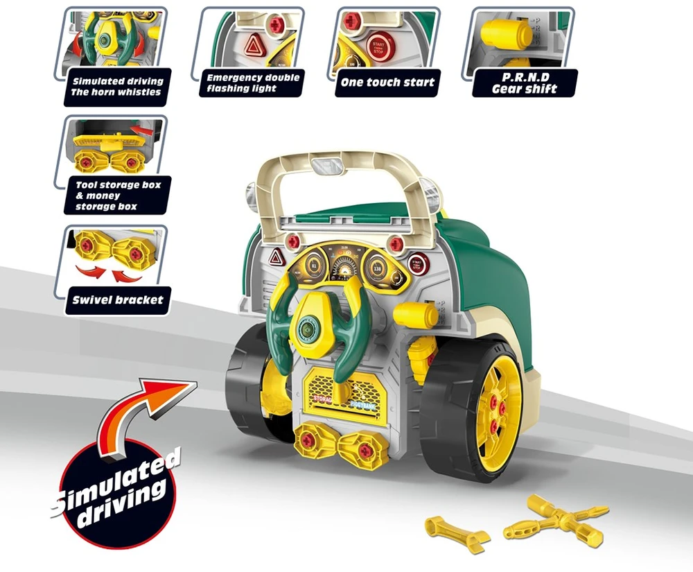 Realistiškas automobilio priekis su atidaromu gaubtu Milly Mally N-GINE žalias modelis