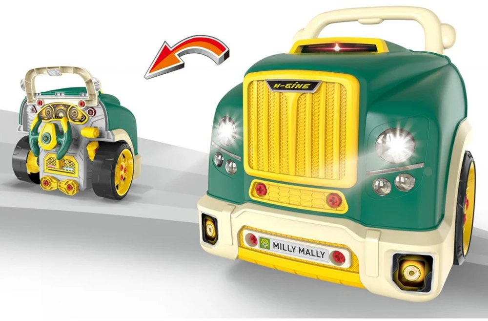 Realistiškas automobilio priekis su atidaromu gaubtu Milly Mally N-GINE žalias modelis