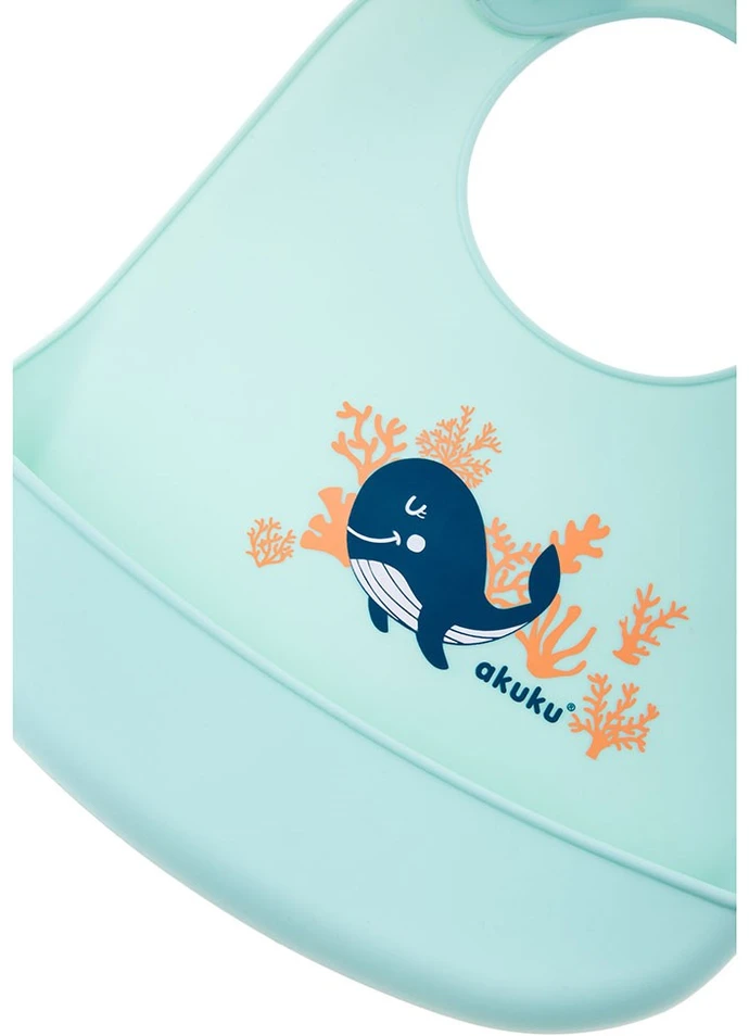 AKUKU silikoninis seilinukas su kišenėle WHALE, A0505