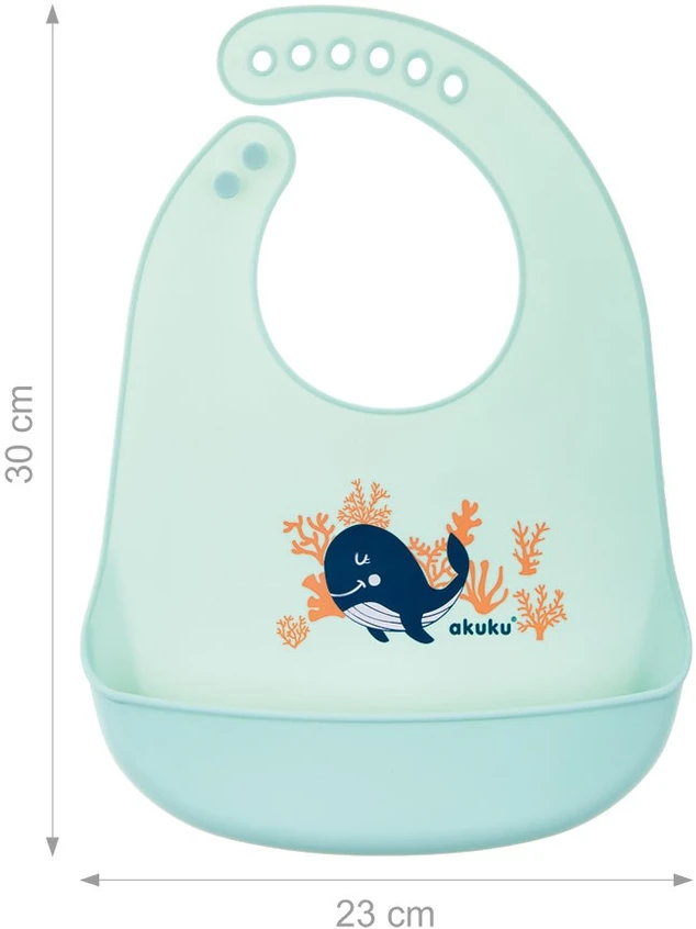AKUKU silikoninis seilinukas su kišenėle WHALE, A0505