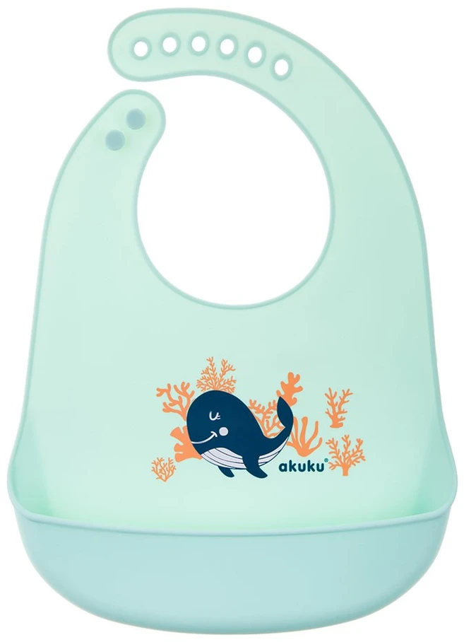 AKUKU silikoninis seilinukas su kišenėle WHALE, A0505