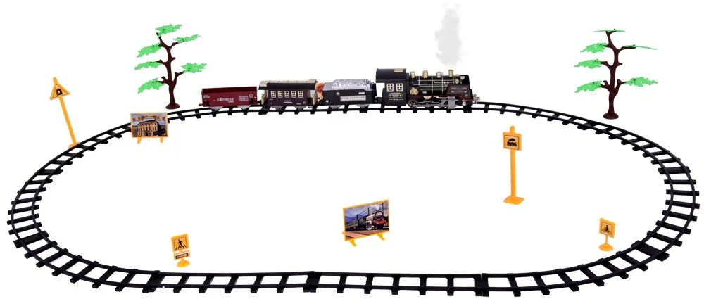 Jokomisiada Large Retro Train Locomotive Remote Control Train Light Steam Sound RC0700