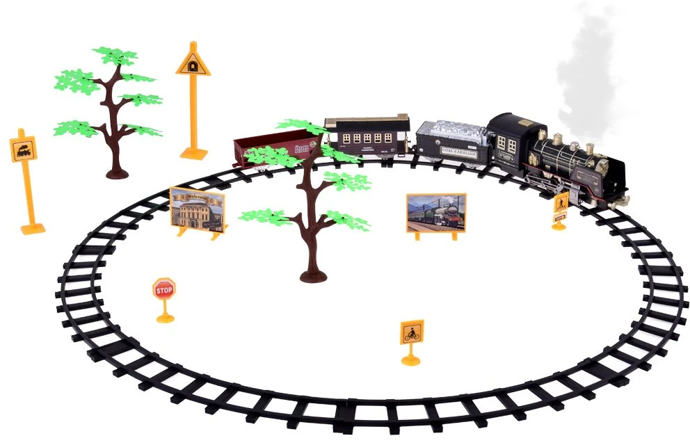 Jokomisiada Large Retro Train Locomotive Remote Control Train Light Steam Sound RC0700