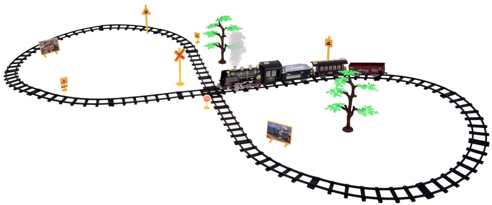 Jokomisiada Large Retro Train Locomotive Remote Control Train Light Steam Sound RC0700