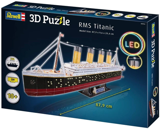 Revell 3D dėlionė RMS Titanic su LED apšvietimu, 266 detalių, 10+