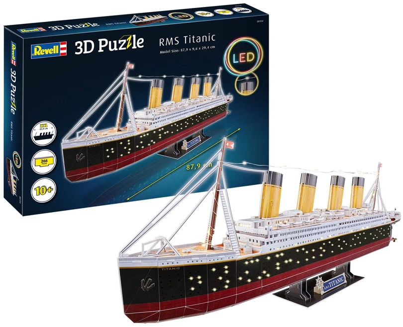 Revell 3D dėlionė RMS Titanic su LED apšvietimu, 266 detalių, 10+
