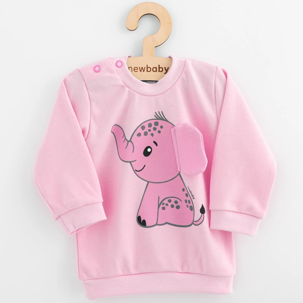 Rinkinys kūdikiui: marškinėliai ir sportinės kelnės New Baby Happy Elephant rožiniai