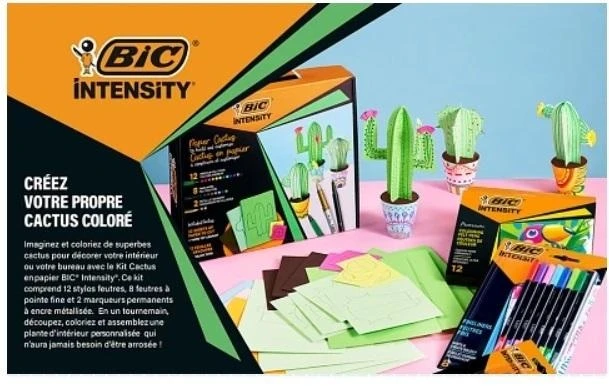 Rinkinys popierinių kaktusų su flomasteriais ir žymekliais BIC