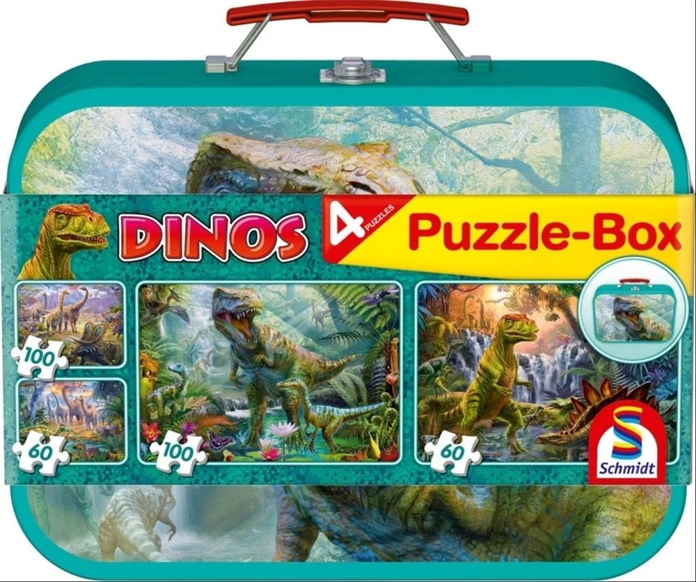 Schmidt Dėlionės 2x60 ir 2x100 dinozaurų motyvais lagamine G3