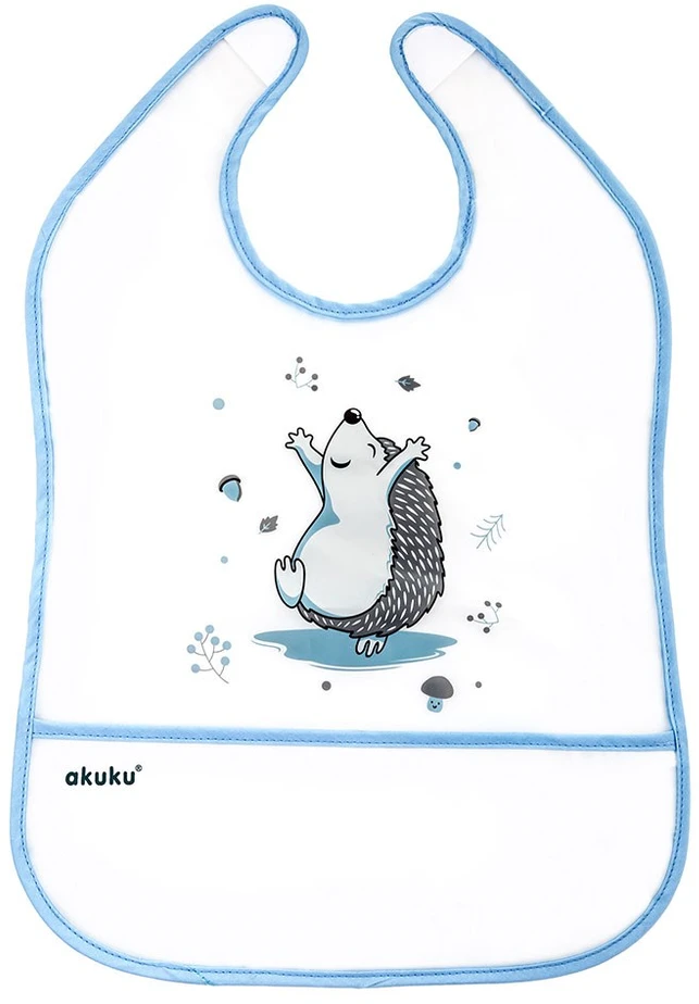Akuku kūdikio seilinukas ilgomis su užsegimu ir kišenėle, Hedgehog, A0520 30x30 cm
