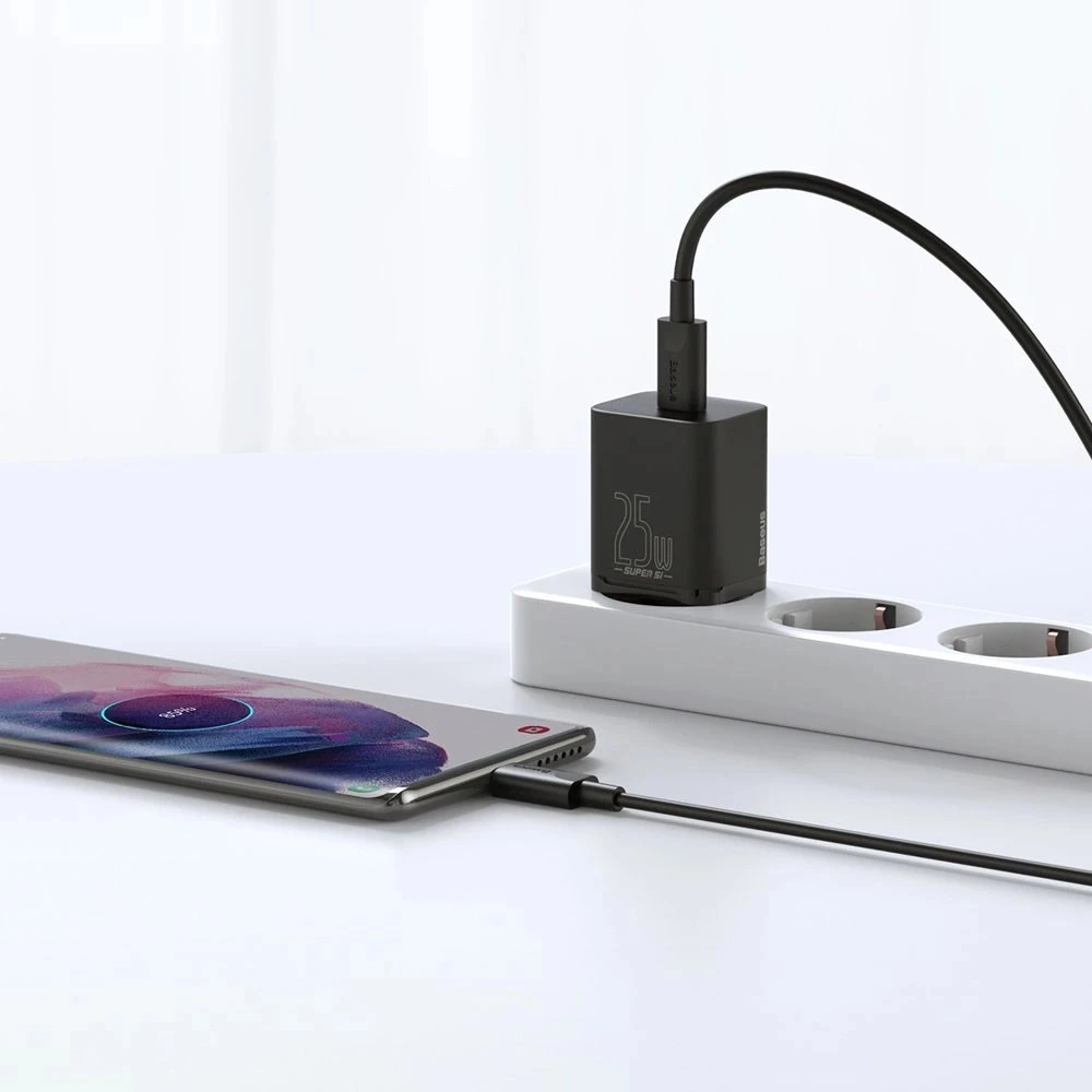 Sieninis įkroviklis Baseus Super Si 1C 25W USB Type C juodas