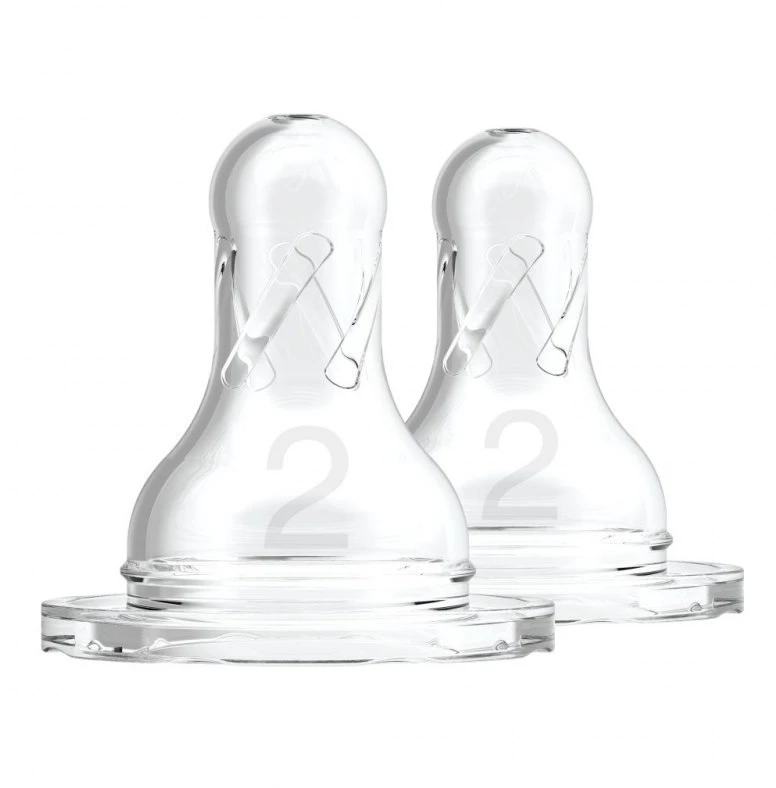 DR. BROWN'S žindukai 3-6 mėn., silikoniniai, siauru kakleliu, 2 vnt., 322-INTL