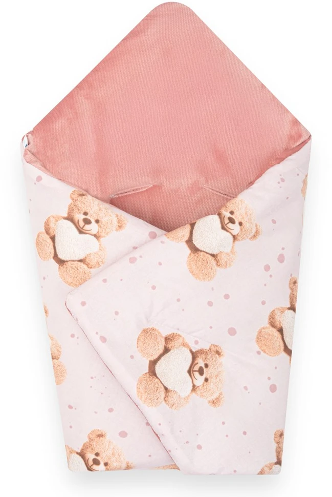 Šiltas vystyklas-antklodė automobilinei kėdutei New Baby Love Teddy Bear rožinis