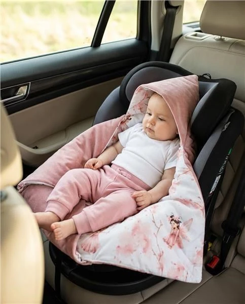 Šiltas vystyklas-antklodė automobilinei kėdutei New Baby Love Teddy Bear rožinis