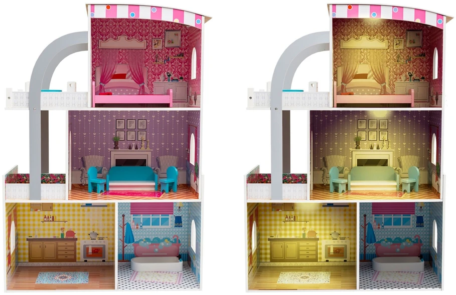 Šiuolaikinė prabangi vila – lėlių namelis Barbie
