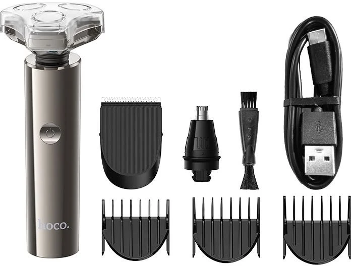 Shaving set 3in1 Hoco HP36 metal pilka