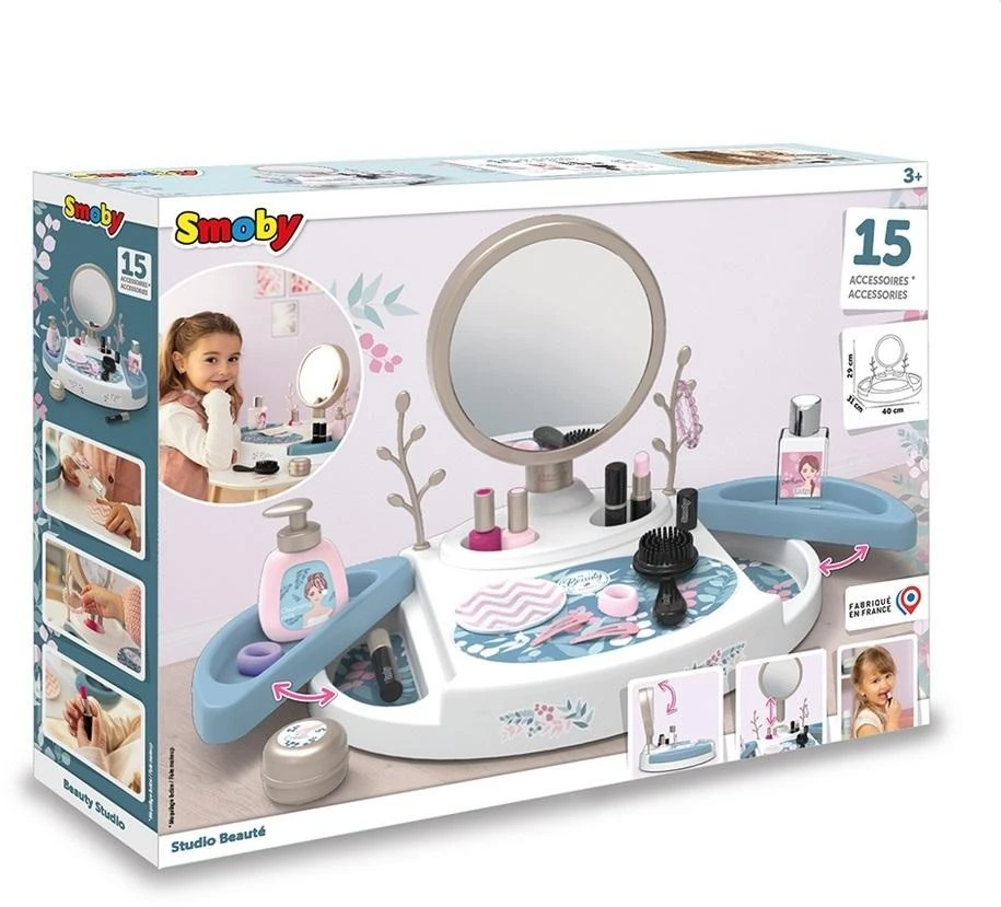 Smoby Vaikiškas kosmetikos rinkinys su veidrodėliu ir papuošalais